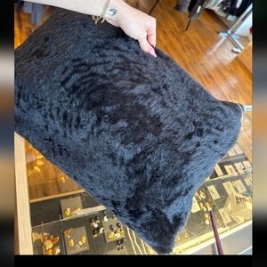 Nwt $360 Charcoal Grey Glenn Pilot Curly Merino Sheep Fur And Suede Pillow